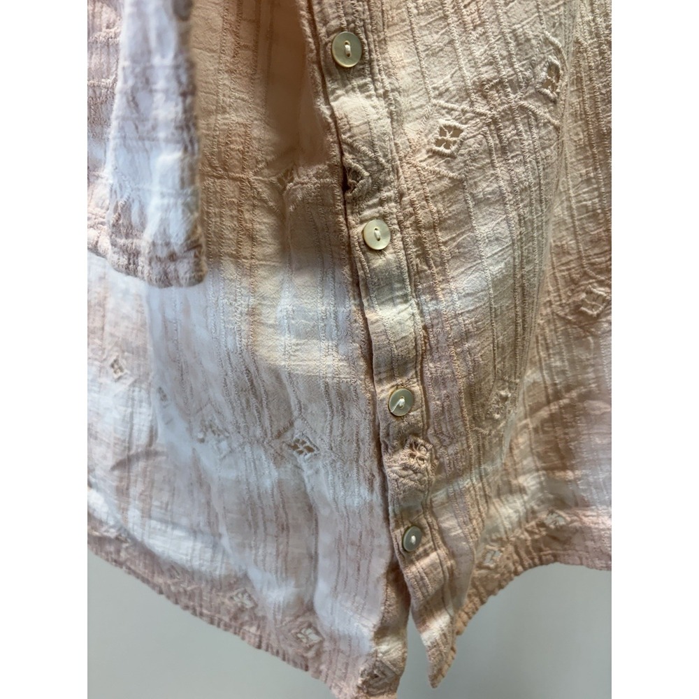 J Jill Large Beige Tie Dye Long Sleeve Eyelet Shirt - Picture 4 of 8